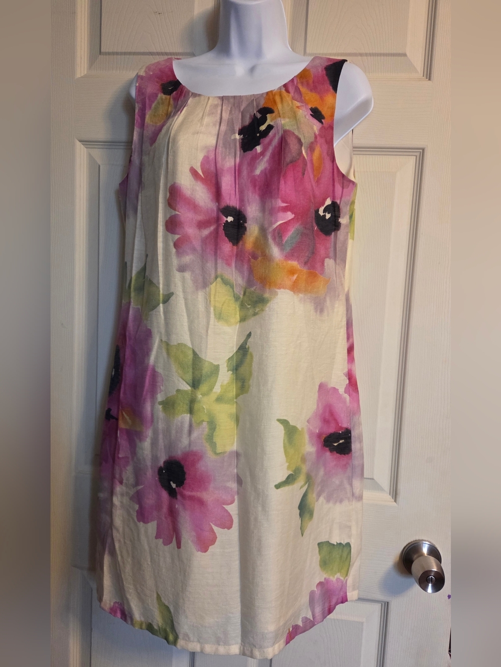 LOFT sleeveless watercolor floral sheath or shift dress 10P
